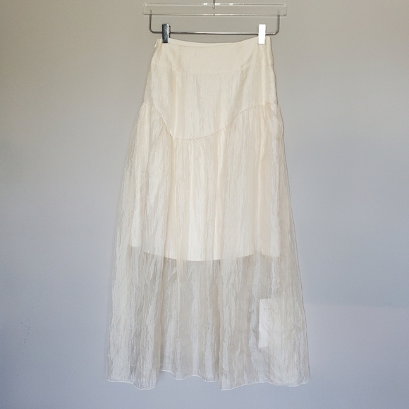 Fairy Jiang Chiffon Cream Midi Skirt NWT - Picture 9 of 11